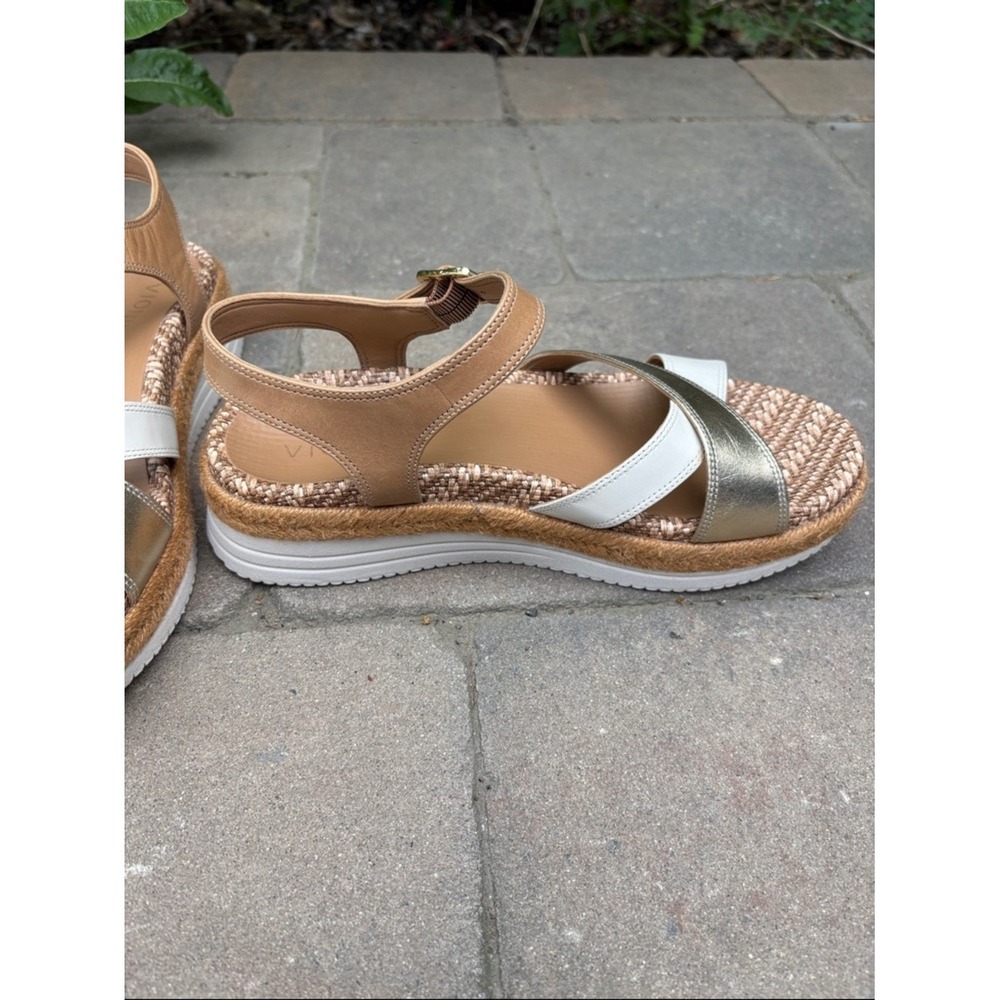 Vionic Women's Mar Wedge Sandal in Camel, Gold & Brown Leather.  EUC - Picture 6 of 16